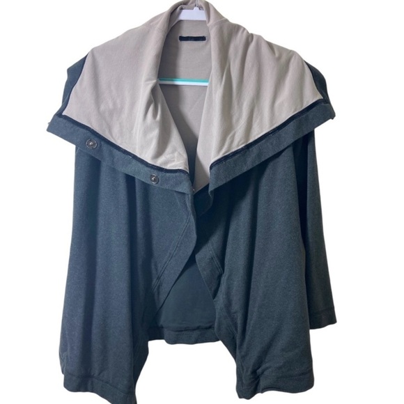 Lululemon Wrap Cowl Neck Cardigan Jacket Oversized Snap Buttons Longer Length - Picture 9 of 9